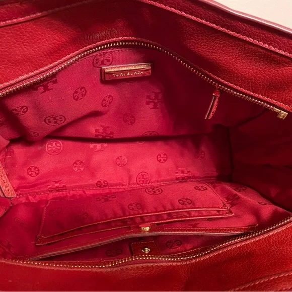 💯VERY RARE Tory Burch Leather Satchel in Red Leather - Picture 8 of 10